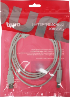 Кабель Buro USB A(m) USB B(m) 1.8м (USB2.0-AM/BM-1.8M-MG) феррит.кольца серый
