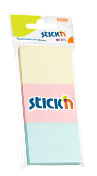 Блок самоклеящийся бумажный Stick`n 21126 38x51мм 100лист. 70г/м2 пастель ассорти 3цв.в упак. европодвес