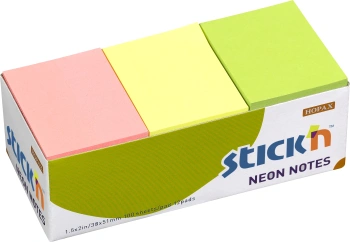 Блок самоклеящийся бумажный Stick`n 21131 38x51мм 100лист. 70г/м2 неон ассорти бокс (упак.:1шт)