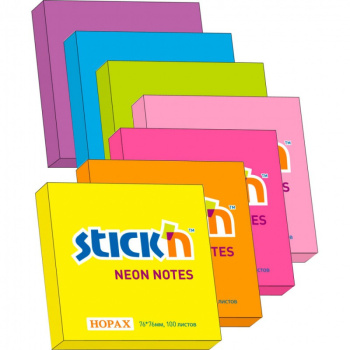 Блок самоклеящийся бумажный Stick`n 21133 76x76мм 100лист. 70г/м2 неон желтый