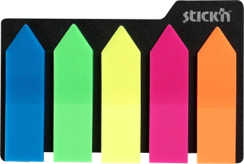 Закладки самокл. индексы пластиковые Stick`n 21143 12x42мм 5цв.в упак. 25лист стрелки европодвес