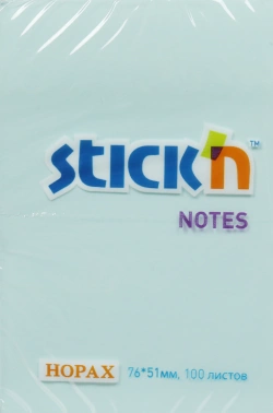 Блок самоклеящийся бумажный Stick`n 21146 51x76мм 100лист. 70г/м2 пастель голубой