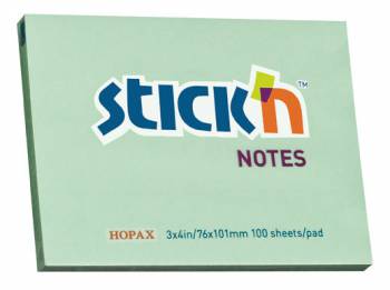 Блок самоклеящийся бумажный Stick`n 21153 76x101мм 100лист. 70г/м2 пастель зеленый