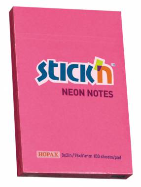 Блок самоклеящийся бумажный Stick`n 21161 51x76мм 100лист. 70г/м2 неон малиновый
