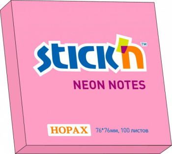 Блок самоклеящийся бумажный Stick`n 21166 76x76мм 100лист. 70г/м2 неон розовый