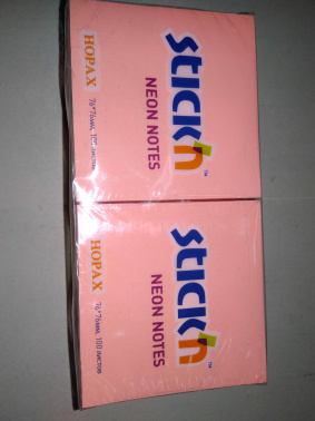 Блок самоклеящийся бумажный Stick`n 21166 76x76мм 100лист. 70г/м2 неон розовый