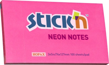 Блок самоклеящийся бумажный Stick`n 21169 76x127мм 100лист. 70г/м2 неон малиновый