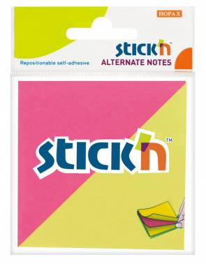 Блок самоклеящийся бумажный Stick`n 21299 76x76мм 100лист. 70г/м2 неон 2цв.в упак. европодвес