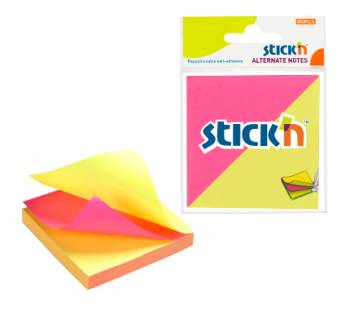 Блок самоклеящийся бумажный Stick`n 21299 76x76мм 100лист. 70г/м2 неон 2цв.в упак. европодвес