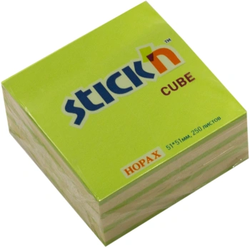 Блок самоклеящийся бумажный Stick`n 21339 51x51мм 250лист. 70г/м2 неон+пастель зеленый 2цв.в упак.