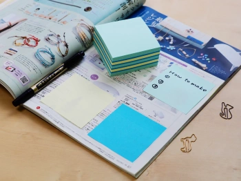 Блок самоклеящийся бумажный Stick`n 21340 76x76мм 400лист. 70г/м2 неон+пастель голубой 3цв.в упак.