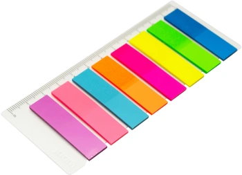 Закладки самокл. индексы пластиковые Stick`n 21345 12x45мм 8цв.в упак. 25лист на линейке европодвес