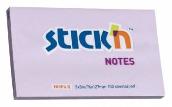 Блок самоклеящийся бумажный Stick`n 21405 76x127мм 100лист. 70г/м2 пастель сиреневый