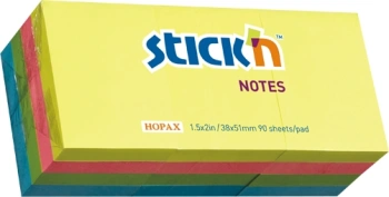 Блок самоклеящийся бумажный Stick`n 21532 38x51мм 100лист. 70г/м2 неон ассорти слюда