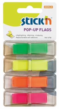 Закладки самокл. индексы пластиковые Stick`n 26017 12x45мм 4цв.в упак. 40лист Z-сложения блистер