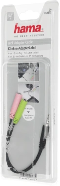 Адаптер аудио Hama 2xJack 3.5 (f)/Jack 3.5 (m) черный (00054573)