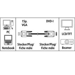 Кабель Hama DVI-I(m) VGA (m) 1.8м (00045075)