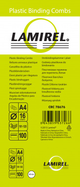 Пружины для переплета пластиковые Fellowes d=16мм 101-120лист A4 белый (100шт) Lamirel LA-7867601