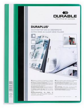 Папка-скоросшиватель Durable Duraplus 2579-05 A4+ прозрач.верх.лист карман пластик зеленый
