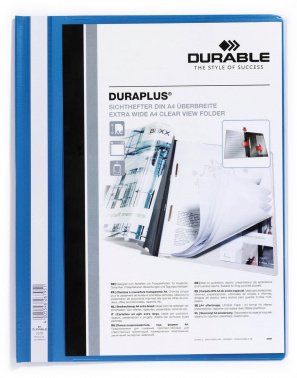 Папка-скоросшиватель Durable Duraplus 2579-06 A4+ прозрач.верх.лист карман пластик синий
