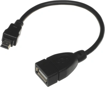 Кабель USB (f)-mini USB (m) 0.2м черный