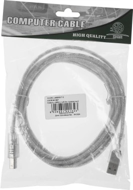 Кабель Ningbo USB A(m) USB B(m) 3м прозрачный