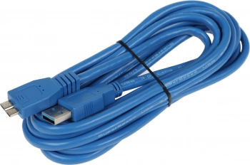 Кабель Ningbo micro USB 3.0 B (m) угловой USB A(m) 3м синий (блистер)