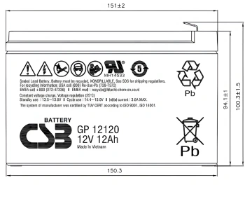 Батарея для ИБП CSB GP12120 F2