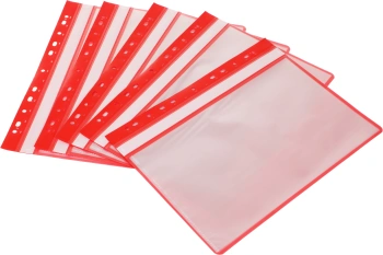 Папка-скоросшиватель Бюрократ -PS10RED A4 10 вкладышей боков.перф. пластик красный 0.12/0.16