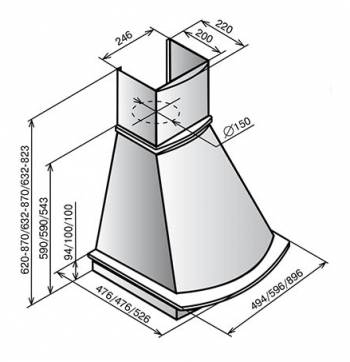 Вытяжка каминная Elikor Ротонда 60П-650-П3Л