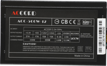 Блок питания Accord ATX 500W ACC-500W-12