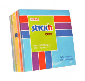 Блок самоклеящийся бумажный Stick`n 21538 76x76мм 400лист. 70г/м2 неон+пастель 6цв.в упак.