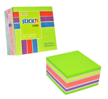 Блок самоклеящийся бумажный Stick`n 21537 76x76мм 400лист. 70г/м2 неон+пастель 5цв.в упак.