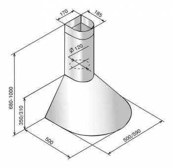 Вытяжка каминная Elikor Эпсилон 50П-430-П3Л
