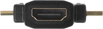 Переходник аудио-видео HDMI (f)/Micro HDMI (m)/Mini HDMI (m) черный (+ Mini HDMI (Male))