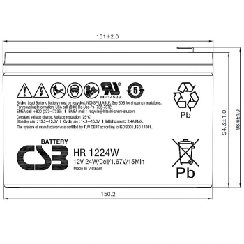 Батарея для ИБП CSB HR1224W F2 F1