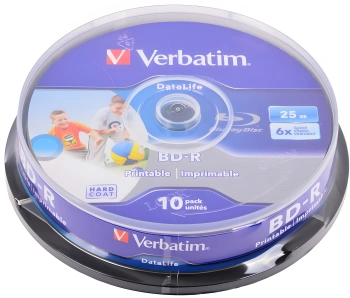 Диск BD-R Verbatim 25Gb 6x Cake Box (10шт) Printable (43804)
