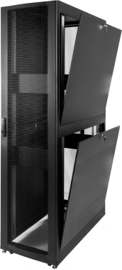Шкаф серверный ЦМО (ШТК-СП-42.6.10-44АА-9005) напольный 42U 600x990мм пер.дв.перфор. 2 бок.пан. задн.дв.перфор. направл.под закл.гайки 1350кг черный 690мм 139кг 120град. 1950мм IP20 сталь