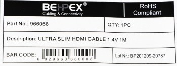 Кабель аудио-видео HDMI (m)/HDMI (m) 1м. позолоч.конт. черный