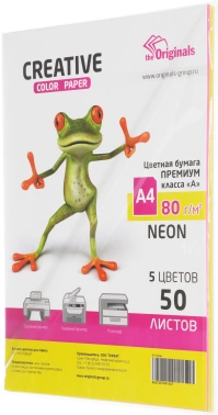 Бумага Creative БНPR-50R A4/80г/м2/50л./радуга неон (5цветов) общего назначения(офисная)