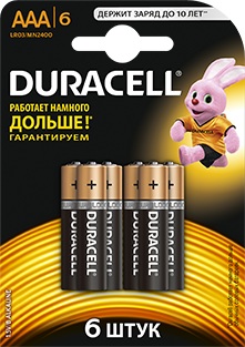 Батарея Duracell Basic LR03-6BL MN2400