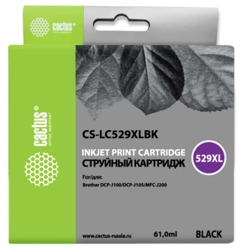 Картридж струйный Cactus CS-LC529XLBK