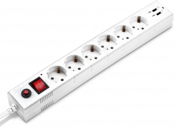 Сетевой фильтр Buro BU-SP1.8_USB_2A-W